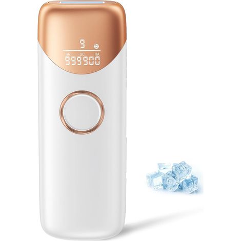 Épilateur Lumière Pulsée avec Système de Refroidissement par Glace, Épilateur à Lumière Pulsée avec 9 Niveaux D'énergie, 999 900 Flashs, Épilation Laser pour Visage, Jambes et Corps (1/5)