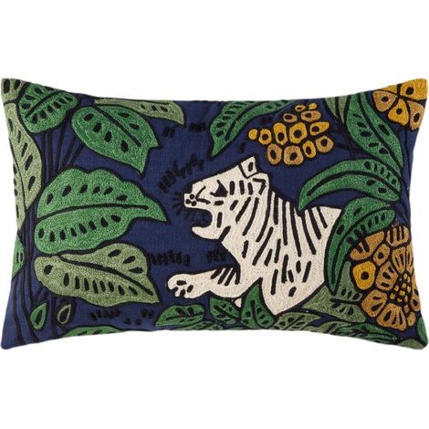 Housse de coussin en Coton rebrodé de point de chainette au motif animalier TIGRIS (1/5)