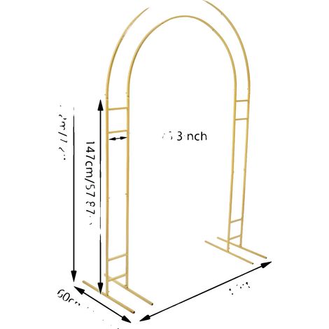 Toile de fond en arc, construction en acier durable, polyvalente pour divers événements, Or (1/2)