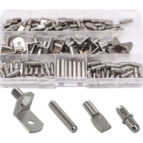 120Pcs 4 styles chevilles de support d'étagère Goupilles de Support D'étagère, Goupille de Support d'Etagère en Métal, pour Meubles de Bibliothèque D'armoires de Cuisine 5 mm, 6 mm