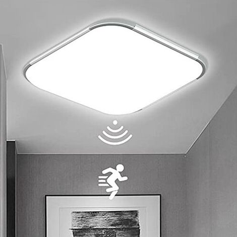 LED Deckenleuchte mit Bewegungsmelder 24W LED Sensor Deckenlampe Flurleuchte Moderne Rund Deckenlampe mitfür Wohnzimmer Schlafzimmer 30x30cm Kaltweiß NAIZY