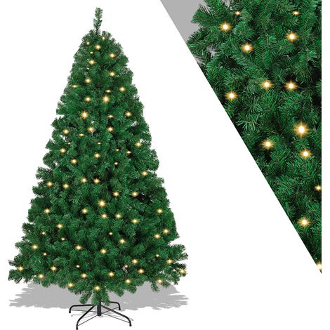 Wolketon 210cm Künstlicher Weihnachtsbaum mit Beleuchtung LED Tannenbaum für Weihnachten-Dekoration, aus PE und PVC,(Ø ca. 128cm) mit 1200 Spitzen