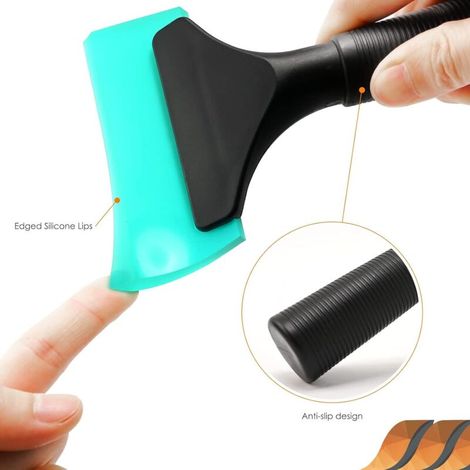 Raclette vitre Mini essuie-glaces multifonction pour voiture fenêtre douche miroir avec poignée ergonomique et lame caoutchouc anti-rayures 1 pièce bleu-vert (1/4)