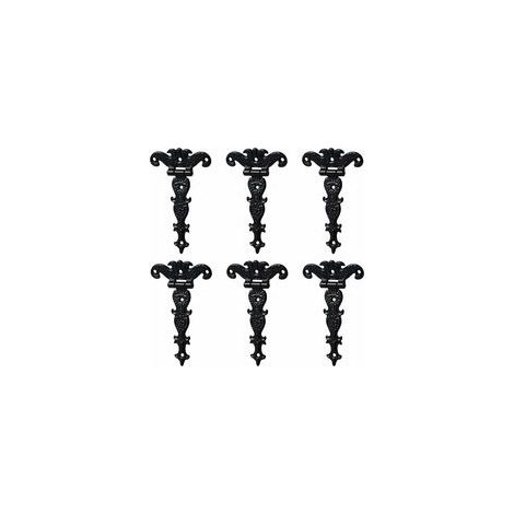charnières antiques en alliage de zinc - Charnières décoratives rétro sculptées - Charnières en T pour portes, placards, boîtes à bijoux - noir 6pcs (1/5)