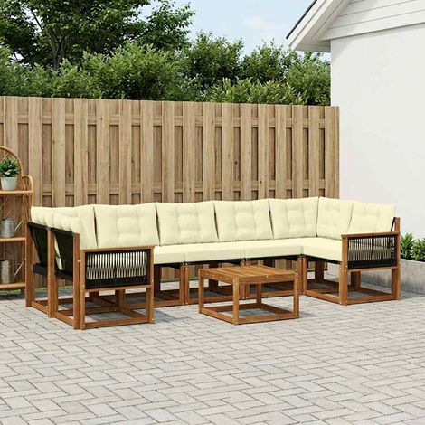 vidaXL Outdoor-Sofagarnitur mit Kissen 8 pcs Natur und Creme (1/5)
