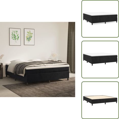 Boxspringbett mit Matratze Schwarz 160x200 cm Samt - Samtbett - Boxspringbett - Doppelbett - Luxusbett - Schlafzimmermöbel (1/5)
