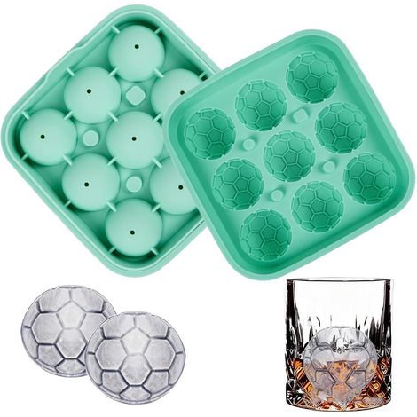 Eiswürfelform Fußball Silikon mit Deckel 9er Set Grün
