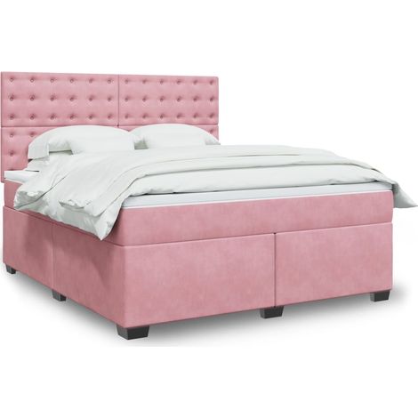Boxspringbett mit Matratze Rosa 180x200 cm Samt