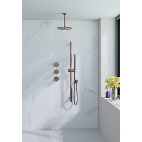 Fortifura Nebbio Ensemble de douche pluie - robinet encastré - élément encastré - barre de douche - flexible de douche en métal - douchette bâton - (1/5)