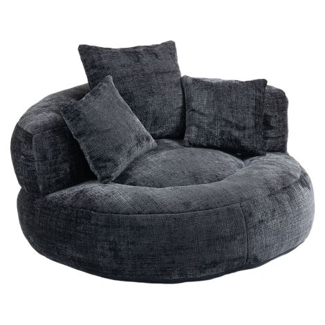 Fauteuil de détente confortable et résistant à dossier haut, avec repose-pieds et 3 coussins (convient aux adultes et aux enfants)  fauteuil de jeu individuel pour la chambre ou le bureau (velours côt (1/5)