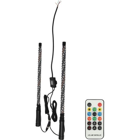 RGB-LED-Peitschenleuchte mit Flagge, App-Steuerung, 300 Muster, 366 Modi, 12–24 V, für UTV, ATV, Geländefahrzeuge, Boote, 60,96 cm (2 Fuß) (1/5)