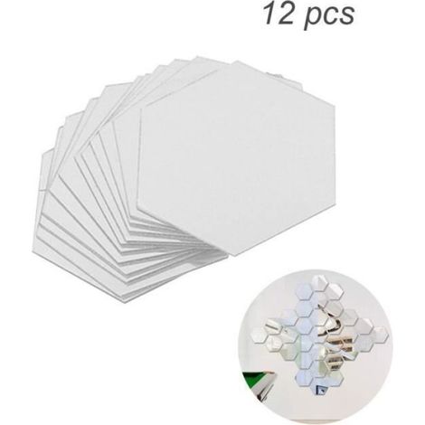 Stickers muraux miroirs hexagonaux amovibles - - Décoration intérieure - Argenté - 8cm (1/4)