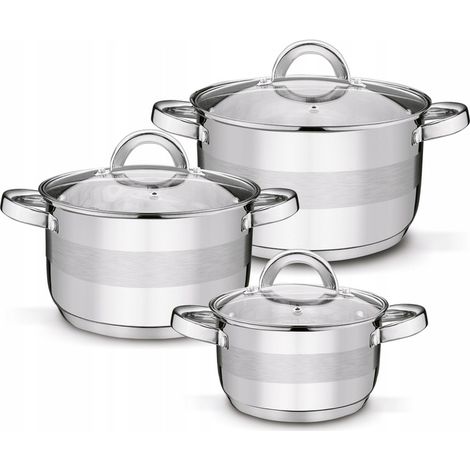 Set di 3 coperchi in acciaio inox per pentole a induzione Tadar Roger 16/20/22cm 1.8/3/4 L