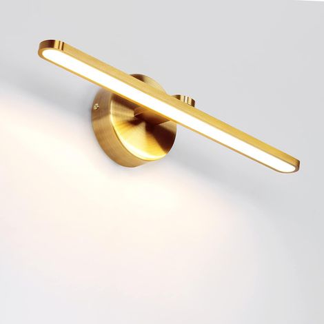 LED Latón Brillante Lámparas, 40CM 8W Interior Iluminación Luz de Espejo, IP44 3000K Applique de Pared Baño Cuadro Lámpara de Lectura Cabecera para Cuadros y Expositores [Energieklasse F] (1/5)
