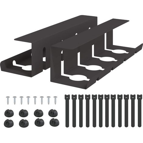 Under Desk Cable Management Tray 2 pcs Black 43 x 12 x 10 cm vidaXL (1/5)