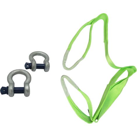 Recovery Tow Strap with Shackles Heavy Duty 4M 12 Ton (Hi Vis Car Van Truck)