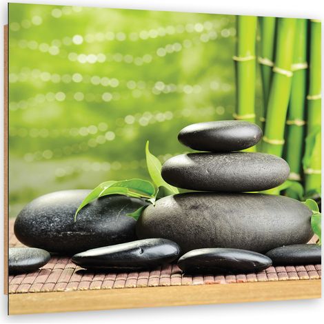 Quadro deco panel, Pietre foglie zen spa - 60x60 (1/5)