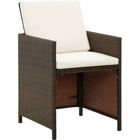 Lot de 4 Chaises de jardin et de camping avec coussins, Chaises de relaxation, Résine tressée Marron OIB7880E (1/5)