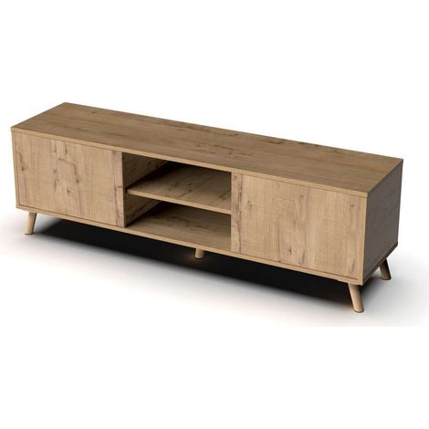 Mesa television Oslo 2 puertas y 2 huecos en acabado color roble gold, 50 cm(alto)160 cm(ancho)40 cm(largo) (1/5)