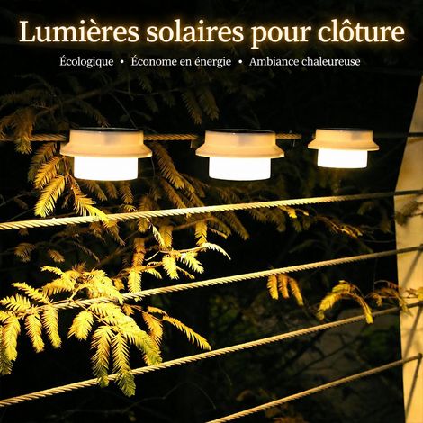 Lampe solaire ronde 3 LED pour gouttière et clôture boîtier blanc lumière chaude réf 6658 12 × 12 × 6,5 cm 250 g – Livraison gratuite