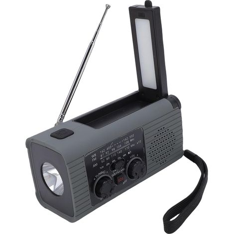 Radio météo d'urgence, Radio Solaire À Manivelle 2000 mAh Alerte AM/FM/SW/NOAA et Prévisions Météo Chargement USB/Solaire/manivelle Chargeur de Téléphone avec Lampe Torche pour (1/5)