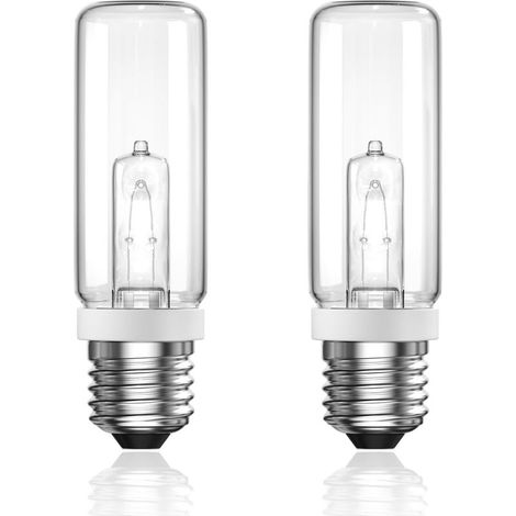 Ampoule Halogène Tubulaire E27 - Lot de 2 - Verre Transparent - Dimmable 150W - Salon Bureau Studio - Blanc Chaud 2800K (1/5)