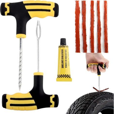Kit de réparation de pneus portable pour voiture, moto, VTT, tracteur, SUV (1/5)
