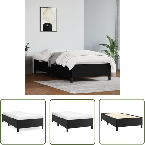 The Living Store Bettgestell Schwarz 90x200 cm Kunstleder - Bettesrahmen - Doppelbett - Kunstlederbett - Schwarzes Bett - Boxspringbetten (1/5)