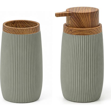 Set accessori bagno con dispenser e portaspazzolini verde salvia Blob (1/5)