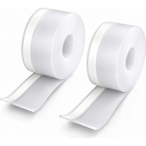 2PCS Porte Adhésif 5M 35mm, Bande Adhésive d’Étanchéité Large pour Porte et Fenêtre, Bas de Porte Anti Froid et Anti Courant d’Air, Bande Étanchéité Autocollante Isolant (1/5)