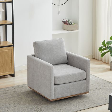 Fauteuil pivotant quatre faces rembourré 360° accoudoirs confort gris salon chambre appartement enfants.