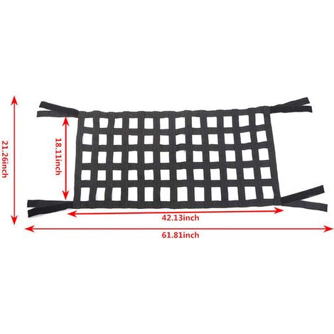Filet de chargement arrière pour Jeep Wrangler, hamac de toit, couchage de repos pour JK 2007-2018, maille de rangement, accessoire SUV, lot de 1, noir, universel. (1/4)