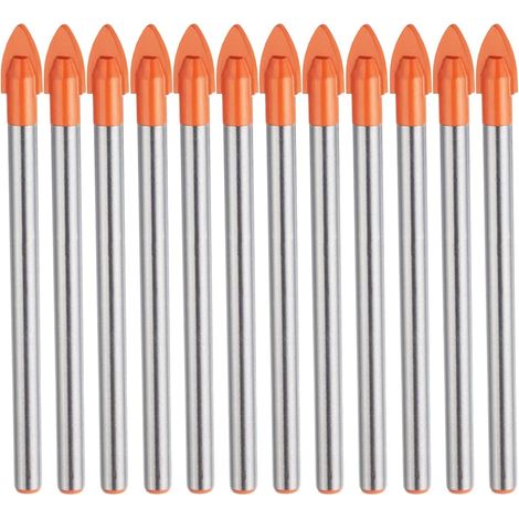 CCYKXA 10 Pieces 6mm Glass Tile Drill Bit, 6mm Tungsten Carbide Tip for Hard and Brittle Materials for Drilling Tile, Glass, Ceramic, Marble, Mirror, Plastic and Wood