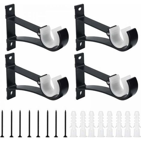 (Negro) Paquete de 4 soportes para barra de cortina de aleación de aluminio, soporte para barra de cortina de 118 cm, resistente a la corrosión (1/5)