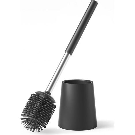 Brosse WC Silicone avec Support INOX 304 43 cm Noir Mat (1/5)