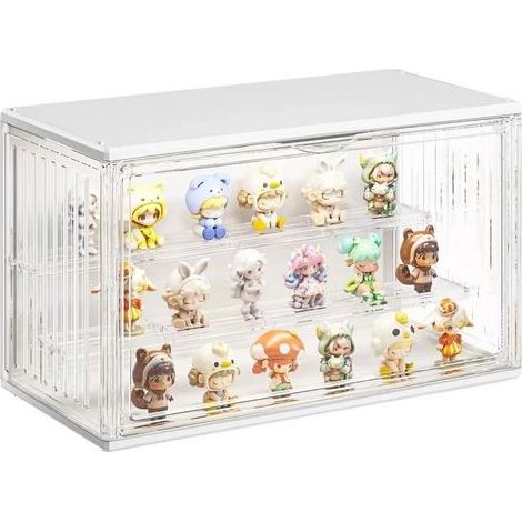 Vitrine für Sammlungen, transparente Präsentationsbox mit LED, Acryl-Vitrine mit Magnetverschluss für Funko Pop, Pop-Figuren, Modellbausätze, Actionfiguren, Blindboxen, 36 × 22 × 18 cm (1/5)