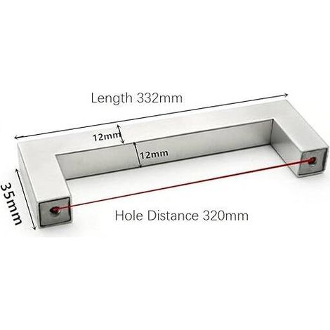 2 Stück Edelstahl-Möbelgriffe für Küchenschränke, Türen, Schubladen, Schlafzimmer, Griffe, 320 mm, Mittenabstand, silberfarben, mit Schrauben (1/5)