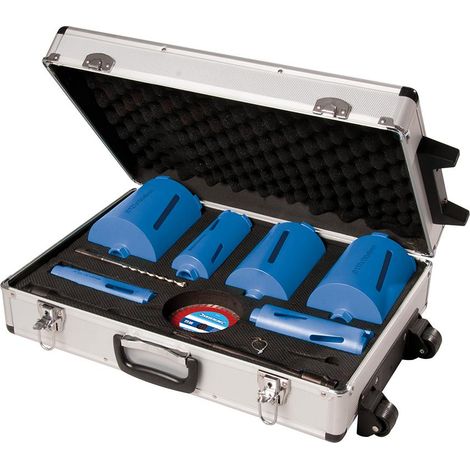 Silverline – Coffret de scies trépans diamantées 12 pcs – Ø 38 à 127 mm – Pour perçage précis dans béton et maçonnerie – Malette de transport incluse (1/6)