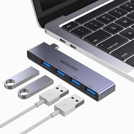 Hub USB C,Adaptateur USB C vers 4 Ports USB,Adaptateur Multiport Type C vers A,Répartiteur Type C avec Port Type A 3.0 Couleur:Gra (1/5)