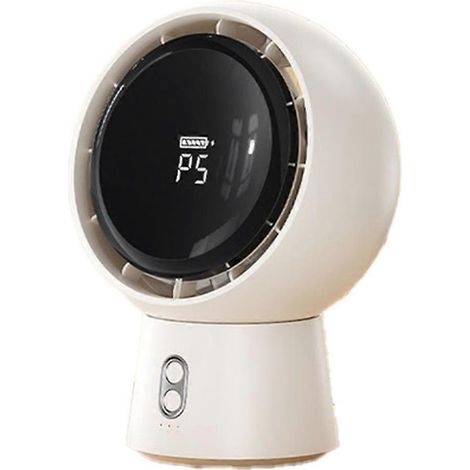Mini ventilateur portable sans pales, rechargeable par USB, batterie 5000 mAh, 5 vitesses, sans fil, pour la maison et la table (blanc). (1/5)