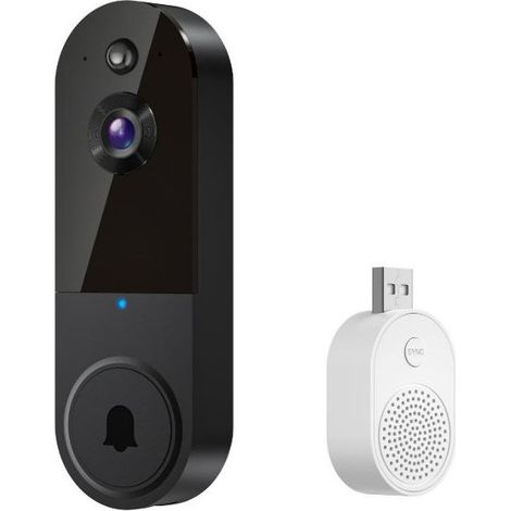 Sonnette vidéo sans fil 1080p avec détection humaine intelligente par IA, alimentation par batterie, stockage dans le cloud, Wi-Fi 2,4 GHz et surveillance intérieure et extérieure (1/5)