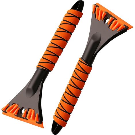 2-Pack Car Window Scraper with Durable Design, Ice Scraper, Efficient Snow and Frost Removal Tool for SUV and Truck Windscreens, Orange (1/5)