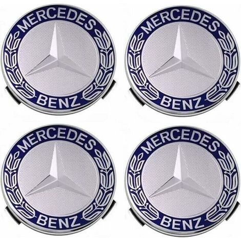 Enjoliveurs et jantes Cache-moyeu compatible avec Mercedes - Benz 75 mm - bleu, lot de 4 (1/2)