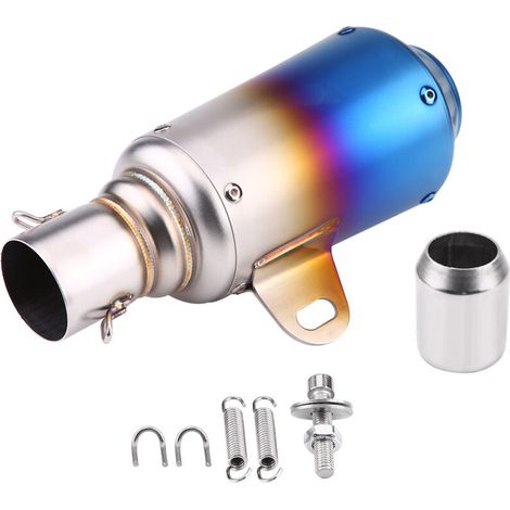 Pot d'échappement universel pour moto, embout en acier inoxydable demi-bleu-Crezuo
