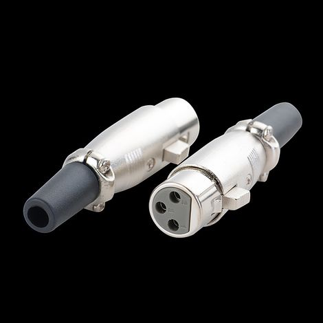 XLR audio adapter for microphone, 3-pin female XLR plug, metal. (1/5)