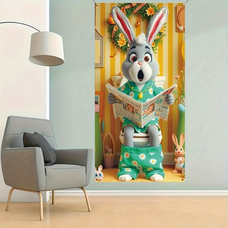 New Easter Door Cover Banner with Bunny and Egg Decorations - B -