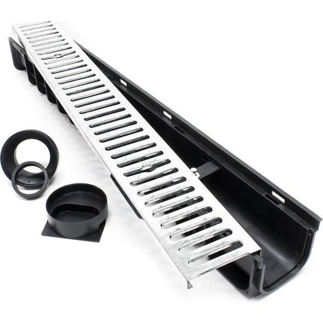 Caniveau 1 mètre avec grille de protection galvanisée max. 1,5 tonne. (1/5)