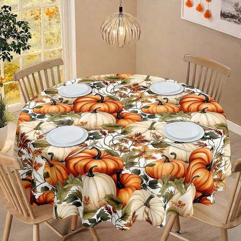 Nappe imprimée spéciale récolte d'automne pour Thanksgiving, ambiance festive garantie, imperméable et antitache, thème récolte d'automne, référence 567 (1/3)
