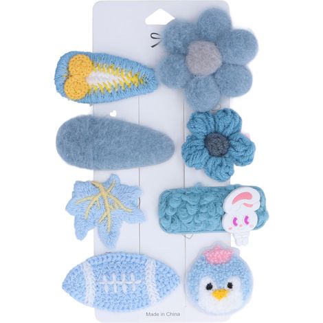 Lot de 8 jolies pinces à cheveux, en peluche d'alliage de haute qualité, résistantes et inaltérables. Idéales comme cadeaux de Noël et d'anniversaire. (1/5)
