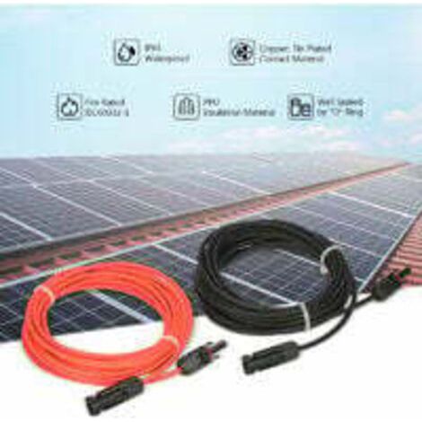 BUNTHAUS PA Ligne d'extension solaire photovoltaïque Cable d'extension de panneau solaire avec connecteur MC4 Paire rouge + noir, 14AWG 3 metres / 10 pieds (1/5)